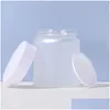 Bouteilles d'emballage en gros verre dépoli crème pot cosmétique bouteille lotion baume à lèvres conteneur avec couvercle blanc 5G 10G 15G 20G 30G 50G 100G Dhzj9