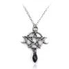 Collier de lune pentagramme surnaturel, pendentif en cristal noir, amulette étoile de Protection des sorcières pour femmes, accessoires de bijoux de charme, cadeau 1343S