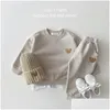 Clothing Sets Toddler Outfits Baby Boy Tracksuit Cute Bear Head Embroidery Sweatshirt And Pants 2Pcs Sport Suit Fashion Kids Girls Clo Dhnx0