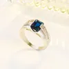Klusterringar 925 Sterling Silver Origin Sapphire Gemstone Ring for Women Anillos de Blue Jewelry Wedding Kvinna