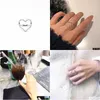 Rings Hollow Heart Finger Ring Diamond CZ 925 Sterling Sier Party Band for Women Löfte födelsedagsmycken gåva Drop Delivery Dhmax