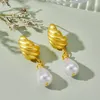 Orecchini di perle di conchiglia dorata di alta qualità MoonRiverJewel Designer di gioielli alla moda