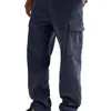 Pantalons pour hommes 2023 High Street Rétro Printemps et Automne Lâche Casual Corduroy Droite Multi-poches à jambes larges