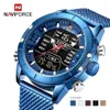 Naviforce New 9153 Sport Digital Military Men Watch Top Brand Luxury Steel Strap Wristwatch Relogio Masculino Montre Homme298u