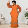 Plus Size Dresses Party Sequins Autumn Long Sleeve Zipper Full Length Dress Evening Club Luxury 3XL 4XL 5XL 6XL