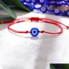 Charm Bracelets Turkish Evil Blue Eye For Women Handmade Braided Rope Lucky Jewelry Red Bracelet Female Drop Delivery Dh7Ps