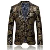 Black Gold Blazer Men Paisley Floral Pattern Wedding Suit Jacket Slim Fit Stylish Costumes Stage Wear For Mens Blazers Designs244d