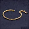 Charm Bracelets New Gold Plated Keel Chain Bracelet Fashion Jewelry For Women And Men Birthday Party Gift 4/5/6Mm Drop Delivery Dh576