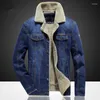 Men's Jackets Winter Men Denim Fleece Jacket Fashion Casual Jeans Warm Thick Cowboy Coat Male Fur Collar Bomber Coats Outwear 6XL