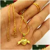 Pendant Necklaces 24K Gold Filled Lovely Angel Heart For Women Pure Color Necklace Jewelry Drop Delivery Pendants Dh6Be