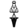 Taille Buik Shaper Wetlook Exotische Teddybeer Leer Lingerie Tepels Cups Y Langeries Kruis met ritssluiting Hoge uitgesneden bodysuit Catsuit Voor Clu Dh7Di