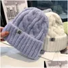 Beanie/Skull Caps Beanies Beanie/Skl uni Trendy White Sticke Hat Autumn and Winter Wild 2023 Fashion Warm Woolen Bucket Hats for Wome Dh0lo