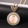 Pendant Necklaces Fashionable Leaf DIY Po Frame Butterfly Head Full Of Zircon Hip Hop Trendsetter Men And Women's Exquisite Necklace