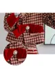 Tweedelige Jurk Hoge Kwaliteit Houndstooth Boog Kleine Geur Tweed 2 Delige Set Vrouwen Korte Jas Jas + Rok sets Koreaanse Mode Tweedelige Pak 2024