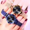 Relógios de pulso 2022 mulheres relógios moda luxo fivela magnética pulseira de aço inoxidável superfície refrativa luminosa dial quartzo watch266x