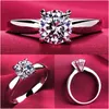 Band Rings White Gold For Women Round Cut Zirconia Diamond Solitaire Ring Engagement Bridal Drop Delivery Jewelry Dhnap