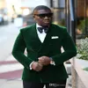 New Arrivals Double Breasted Dark green Velvet Groom Tuxedos Groomsmen Peak Lapel Man Blazer Mens Wedding Suits Jacket Pants292L