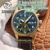 2020 zff mais recente série de lutador spitfire bronze caso 387902 mostrador verde eta a7750 cronógrafo mecânico relógio masculino cronômetro watche252v