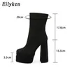 Plus Extreme Chunky Piattaforma Tacco Quadrato Donna Stivaletti Inverno Corto Goth Punk Chelsea Botas Mujer 230922