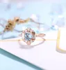 Cluster ringen unieke Vantage Moissanite accenten Birthstone Aquamarijn verlovingsring voor vrouwen bruidssieraden
