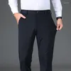 Erkek pantolon Sonbahar Naylon Dört Yolcu Stretch Sıradan İş Moda Yüksek Elastik Düz Renk Düz Pantolon Erkek Marka