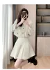 Robe de deux pièces de haute qualité gland petit parfum manteau 2 pièces jupe ensemble femmes nouveau automne hiver laine jupe plissée ensembles 2024