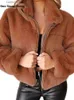 Женское меховое пальто из искусственного меха Женское пальто из искусственного меха 2023 Новый роскошный искусственный кроличий волос на молнии Кардиган Oversize Дизайнерский воротник-стойка Плюшевая теплая куртка T231003