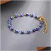 Braccialetti con ciondoli Turco Lucky Evil Eye Bracciale con perline blu Uomo Donna Gioielli fatti a mano Consegna di goccia femminile Dhcq8