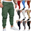 Męskie plisowane spodnie wiele kieszeni Slim Fit Pants Black Blue Army Green Joggers 187y