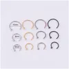 Nasenringe Ohrstecker 6/8 / 10mm Punk Edelstahl Fake Ring C Clip Lippenohrring Körper Piercing Schmuck Geschenk Drop Lieferung Dhmuy