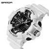 Sanda Men Watches White G Style Sport Watch LEDデジタルウォータープルーフカジュアルウォッチsショック男性時計RelogiosMasculinoWatch Man x0286b