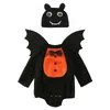 특별한 경우 Umorden Unisex Baby Infant Halloween Bat Costume Romper Bodysuit Wings 모자 3pcs 세트 양털 긴/짧은 슬리브 빨간색/오렌지 x1004