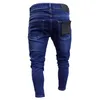 Bleistift-Jeanshose, modisch, verwaschenes Blau, Herren-Jeans, Kleidung, Farbverlauf, lange Slim-Fit-Reißverschluss-Biker-Jeans288y
