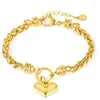 Charm Bracelets Vintage Heart Bracelet For Women Girls Love Pendant Gold Color Stainless Steel Accessory Chain Charms Jewelry Gift(GB035)