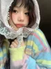 Kvinnors tröjor Deeptown Y2K-estetiska vintage randiga stickade hjärtkvinnor Harajuku Kpop dragkedja överdimensionerad tröja koreansk söt all-match topsl231004