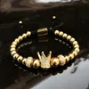 Charm Armband 6mm Golden Metal Titanium Steel Beads Armband Bangles Crown Woven Jewelry Gift Valentine's Day Holiday Chris283Z