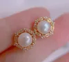 Stud Earrings Arrival Shiny Crystal Snowflakes Natural Freshwater Pearl 14k Gold Filled Female Jewelry For Women Gift