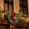 48-Zoll-LED-Weihnachtskranz mit Schleife, beleuchtetem Aufhänger, künstlicher großer Weihnachtskranz, Winterkranz, geschmückt mit Tannenzapfen, roten Beeren