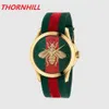 Högkvalitativ toppmodell mode dam klockor 39mm casual tiger bi orm skelett kvinnor armbandsur rosguld nylonklocka lyx Fem203n