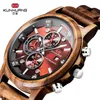 Montres en bois pour hommes Mode décontractée Élégant Chronographe en bois Montres à quartz Sport Montre militaire en plein air Cadeau pour homme LY191285G