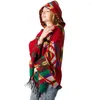 Scarves Autumn And Winter Cow Horn Buckle Ethnic Wind With Cape Shawl Bohemian Hooded