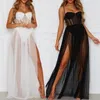 Casual Dresses Summer Women Mesh Gauze Long Dress Sexy Strappy Rompers Sundress One Piece Perspective Sleeveless Backless Bathing 188A