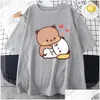 Womens T-Shirt T Shirts Panda Bear Bubu Dudu Shirt Couple Tops Love You Cute Print Summer Short-Sleeved O-Neck Cotton Casual Harajuku Dhx2W