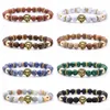 Beaded Gold Lion Head Gemstone Bead Stretch Armband Charms 8mm Stone Protection Healing Quartz Crystal Jewelry Drop Delivery Armband Dh86w