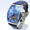 Tourbillon creux mécanique automatique hommes montres squelette ceinture en cuir jour date hommes robe designer montre goutte mâle wris291A