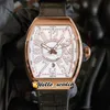 2021 Vanguard Yachting V 45 SC DT orologio automatico da uomo cassa in oro rosa marchio digitale 3D quadrante bianco cinturino in caucciù in pelle nera HWFM H2912