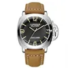 Wristwatches Automatic Self Wind Mechanical Genuine Brown Leather Strap Yellow Green Luminous 44mm Luxury Rose Gold Military Men W218z