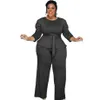 Damen-Trainingsanzüge in Übergröße, L-4XL, 2-teiliges Set für Damen, Lounge-Langarm-Outfits, Herbst, locker, zwei modisch, einfarbig, Ganzes DropWo244u