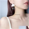 Dangle Chandelier Asymmetrical Cloud Plush Ball Crystal Drop Earrings For Women Girls Cute Korean Big Pendant Trendy Jewelrydangle Del Dhqsu