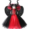 Платье-пачка ведьмы для особых случаев для маленьких девочек, костюмы на Хэллоуин для детей, нарядные платья для девочек, детская одежда до колена с ведьмами x1004